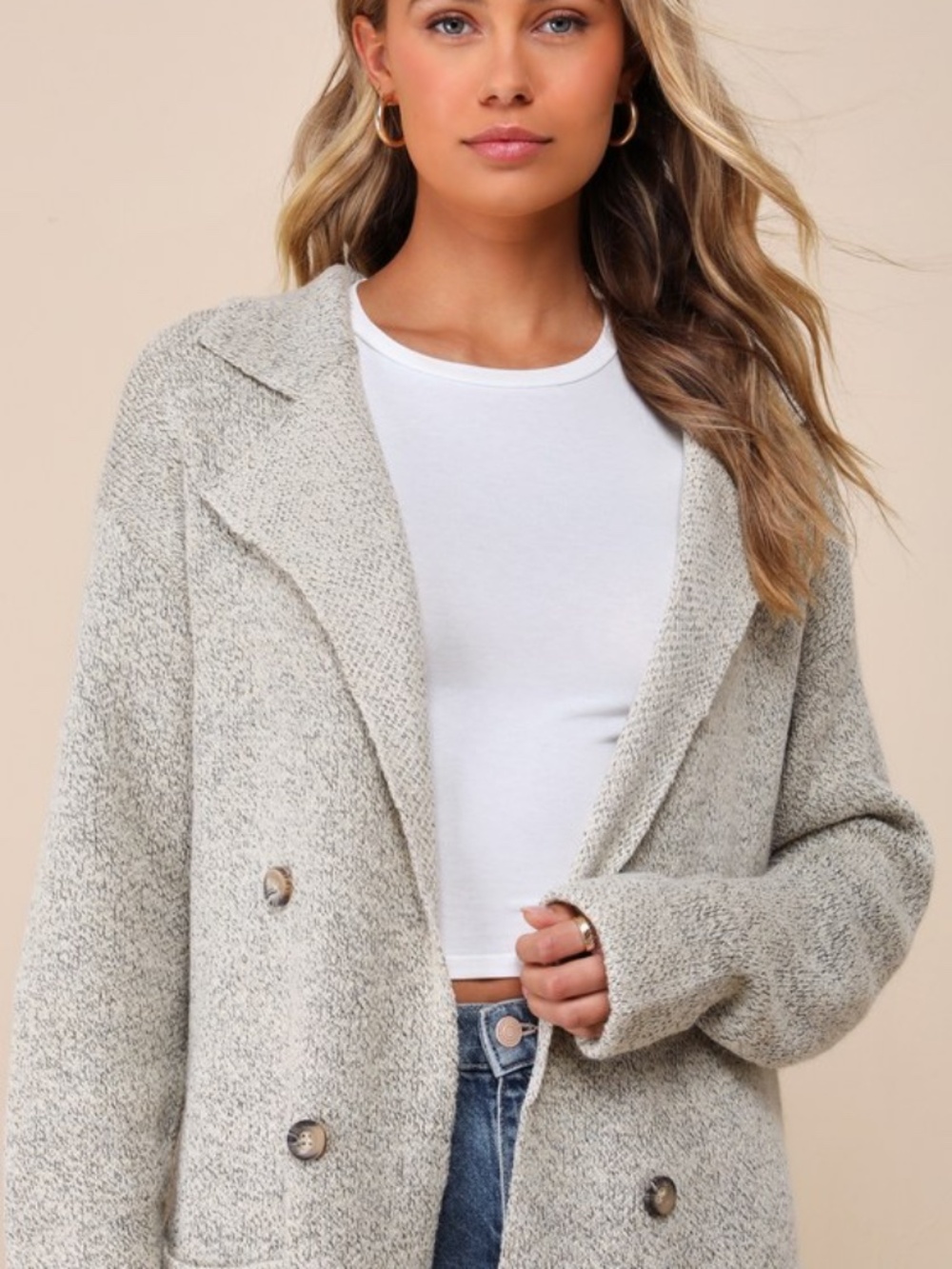 Lulus Cuddle Club Beige Long Sleeve Sweater Coat - Size XS